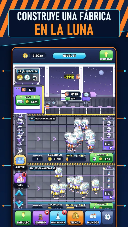 Idle AI Fábrica: Robot Tycoon - CONSTRUYE UNA FÁBRICA EN LA LUNA