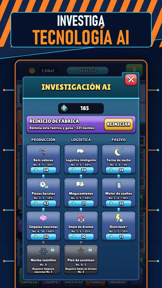 Idle AI Fábrica: Robot Tycoon - INVESTIGA TECNOLOGÍA AI