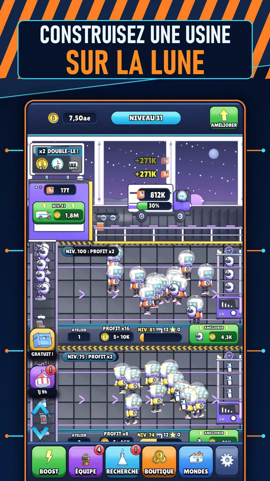 Idle AI Usine: Robot Tycoon - CONSTRUISEZ UNE USINE SUR LA LUNE