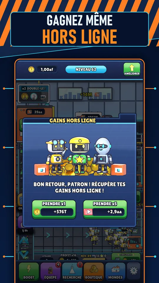 Idle AI Usine: Robot Tycoon - GAGNEZ MÊME HORS LIGNE