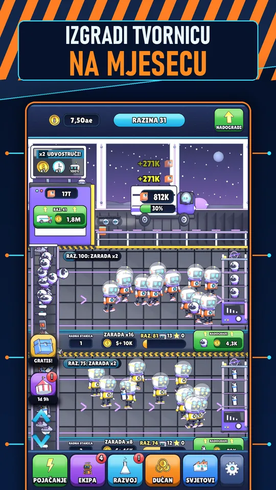 Idle AI Tvornica: Robot Tycoon - IZGRADI TVORNICU NA MJESECU