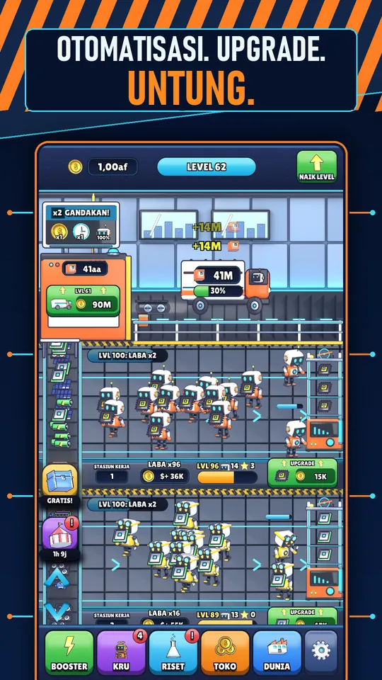 Idle AI Pabrik: Robot Tycoon - OTOMATISASI. UPGRADE. UNTUNG.