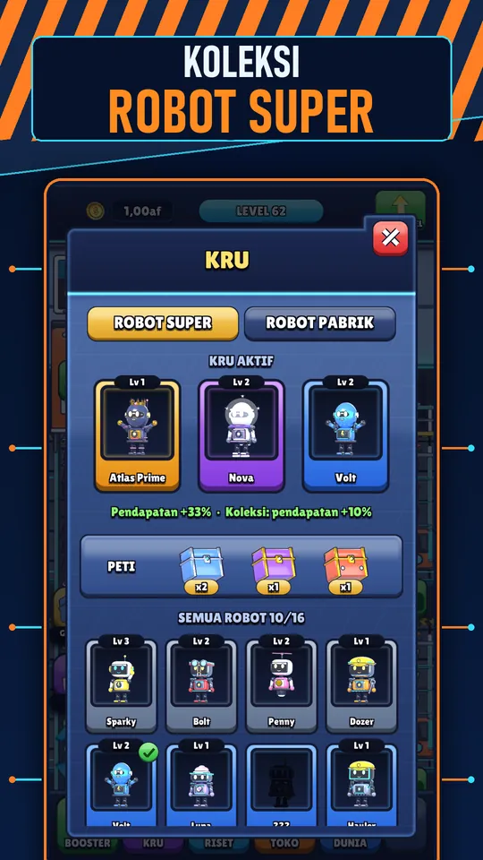 Idle AI Pabrik: Robot Tycoon - KOLEKSI ROBOT SUPER