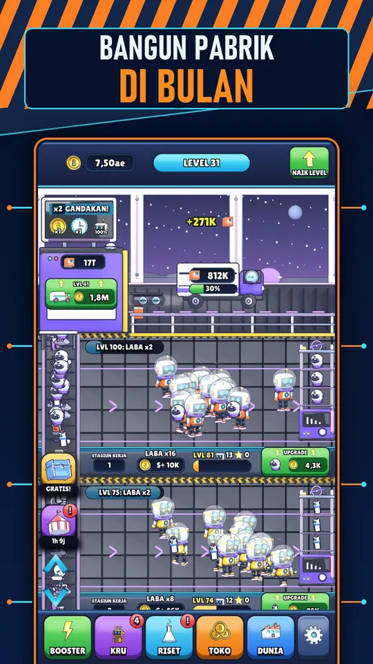 Idle AI Pabrik: Robot Tycoon - BANGUN PABRIK DI BULAN