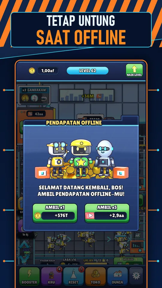 Idle AI Pabrik: Robot Tycoon - TETAP UNTUNG SAAT OFFLINE