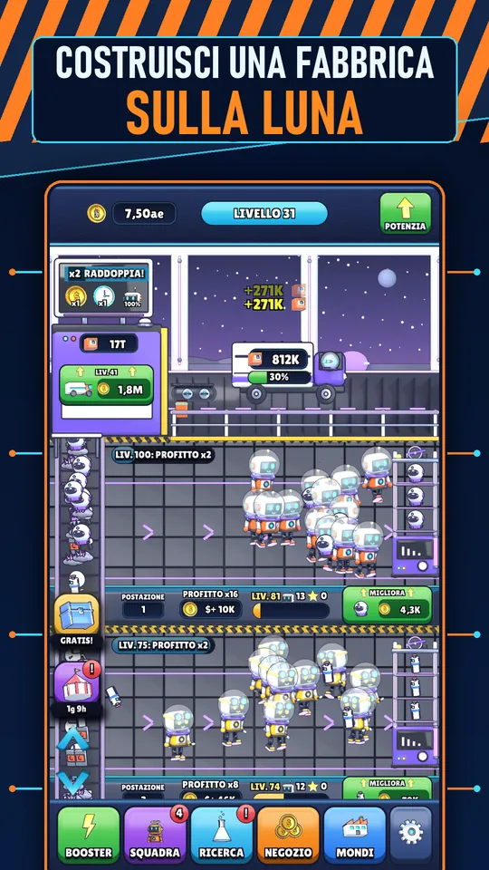 Idle AI Fabbrica: Robot Tycoon - COSTRUISCI UNA FABBRICA SULLA LUNA