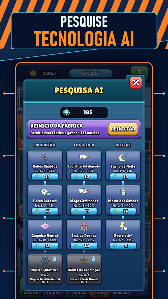 Idle AI Fábrica: Robô Tycoon - PESQUISE TECNOLOGIA AI