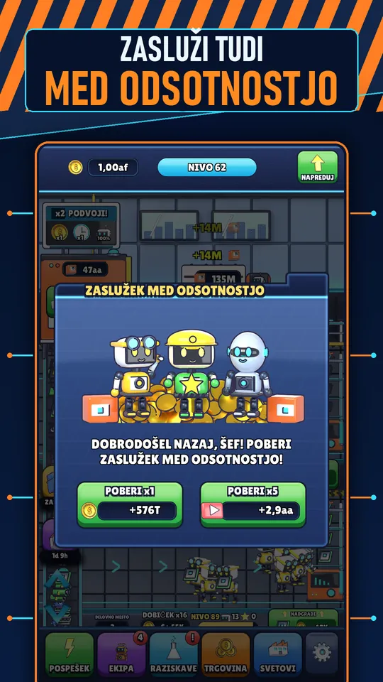 Idle AI Tovarna: Robot Tycoon - ZASLUŽI TUDI MED ODSOTNOSTJO