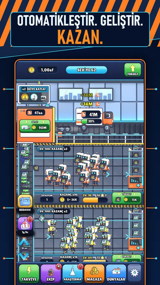 Idle AI Fabrika: Robot Tycoon - OTOMATİKLEŞTİR. GELİŞTİR. KAZAN.