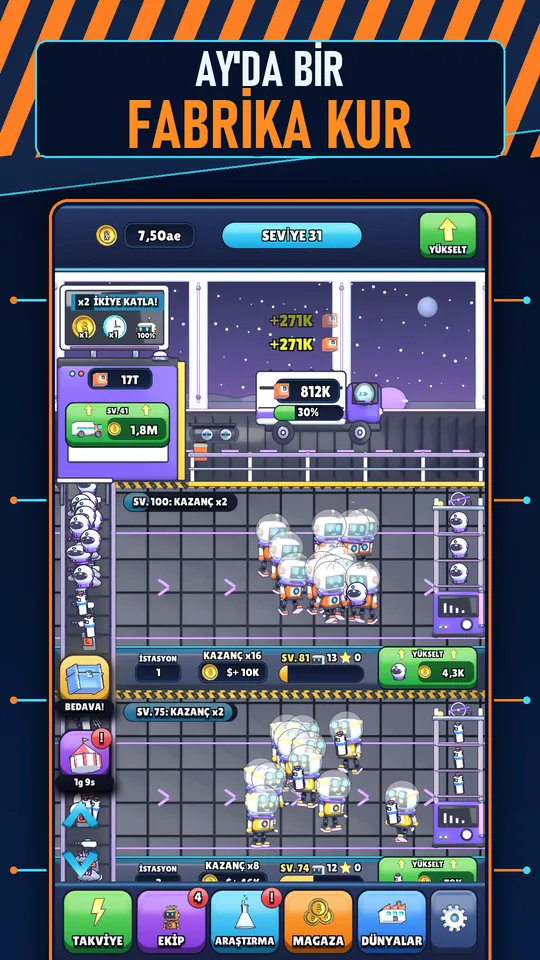 Idle AI Fabrika: Robot Tycoon - AY'DA BİR FABRİKA KUR
