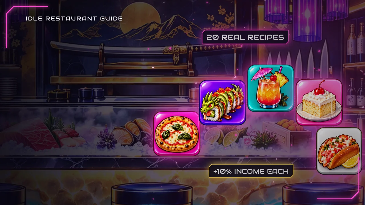 Idle Restaurant: Miami: All 5 Restaurants, Perks and 20 Recipes