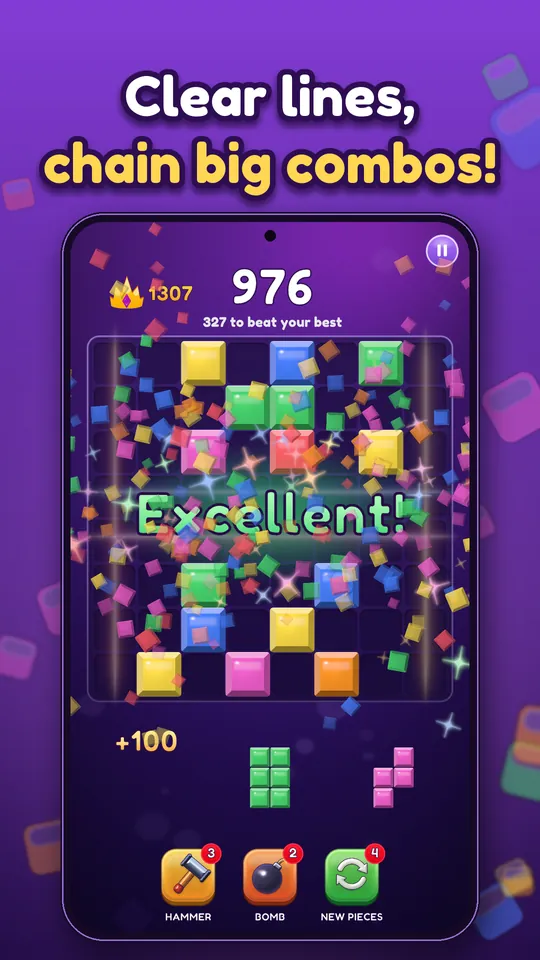 Block Brain: Block Puzzle Game - Clear lines, chain big combos!