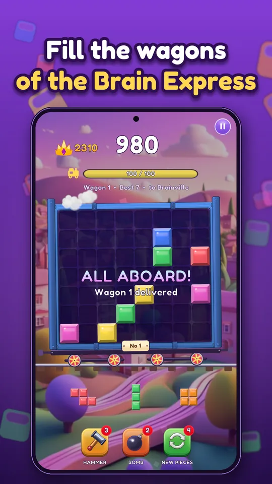Block Brain: Block Puzzle Game - Fill the wagons of the Brain Express