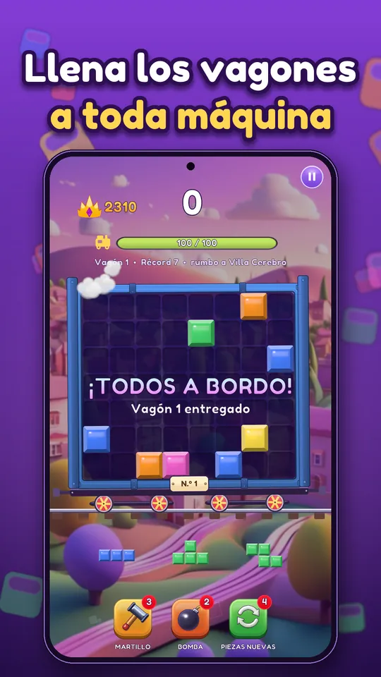 Block Brain: Puzzle de Bloques - Llena los vagones a toda máquina