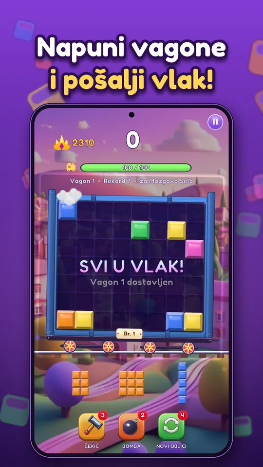 Block Brain: Block Puzzle Game - Napuni vagone i pošalji vlak!