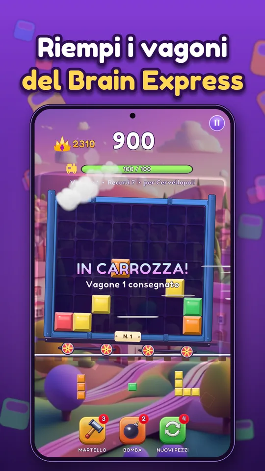 Block Brain: Puzzle a blocchi - Riempi i vagoni del Brain Express