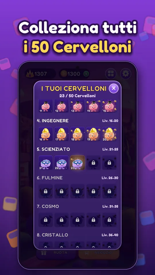 Block Brain: Puzzle a blocchi - Colleziona tutti i 50 Cervelloni