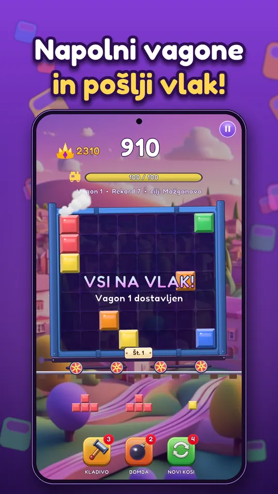 Block Brain: Block Puzzle Game - Napolni vagone in pošlji vlak!