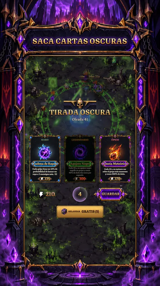 Dark Tower: Villano Idle TD - SACA CARTAS OSCURAS