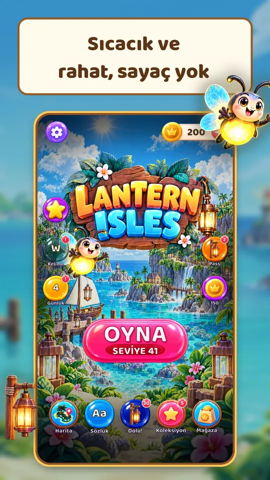 Lantern Isles: Kelime Oyunu - Sıcacık ve rahat, sayaç yok