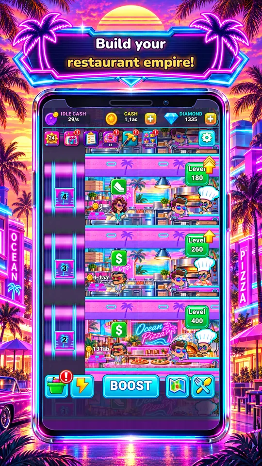 Idle Restaurant: Miami - Build your restaurant empire!