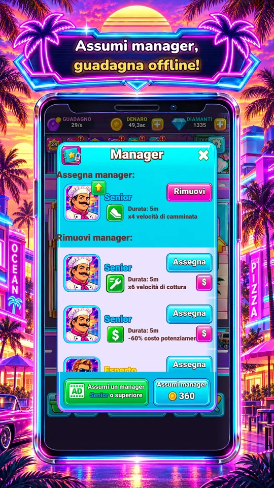 Idle Restaurant: Miami - Assumi manager, guadagna offline!