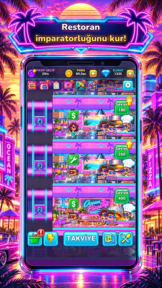 Idle Restaurant: Miami - Restoran imparatorluğunu kur!