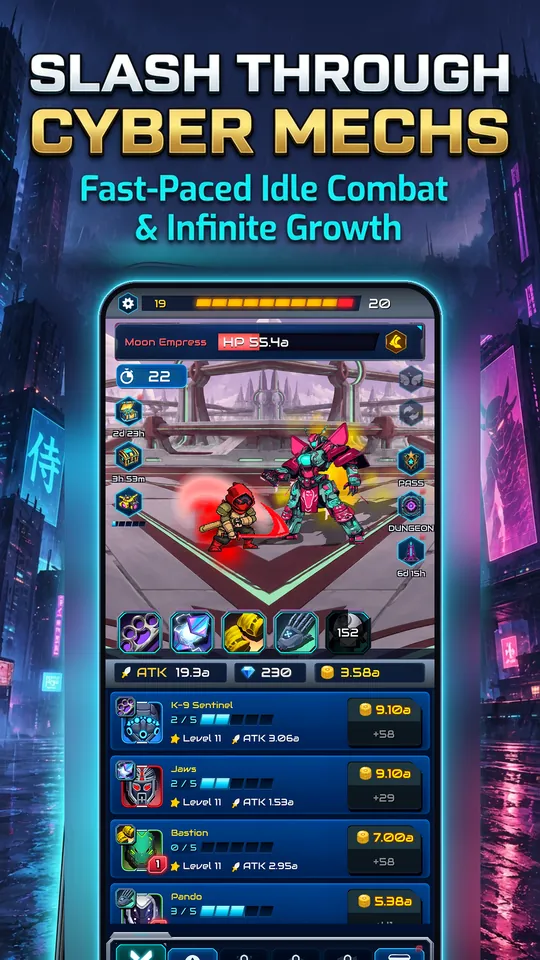 Idle Ronin: Cyber RPG - SLASH THROUGH CYBER MECHS: Fast-Paced Idle Combat & Infinite Growth