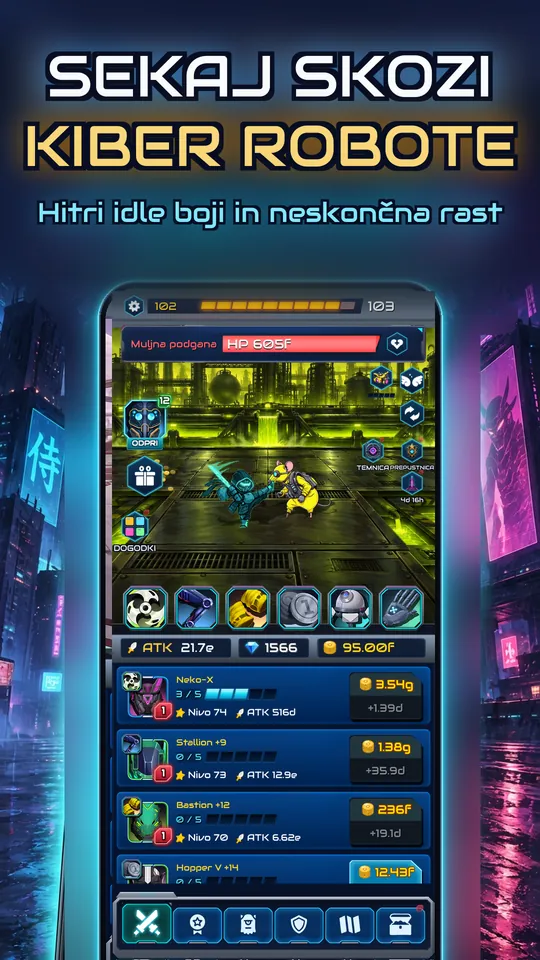 Idle Ronin: Cyber RPG - SEKAJ SKOZI KIBER ROBOTE: Hitri idle boji in neskončna rast