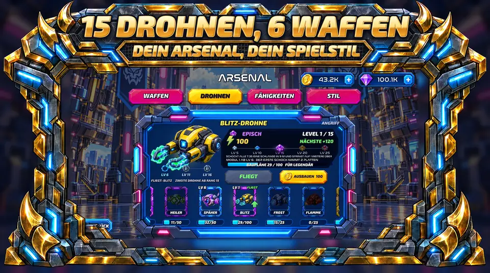 ONI Snakes: Schlangen-Arena - 15 DROHNEN, 6 WAFFEN : DEIN ARSENAL, DEIN SPIELSTIL
