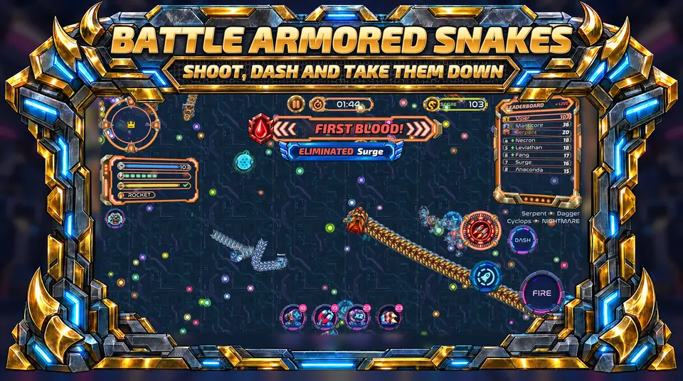 ONI Snakes: Armored Arena - BATTLE ARMORED SNAKES: SHOOT, DASH AND TAKE THEM DOWN