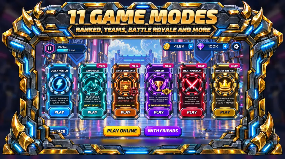 ONI Snakes: Armored Arena - 11 GAME MODES: RANKED, TEAMS, BATTLE ROYALE AND MORE