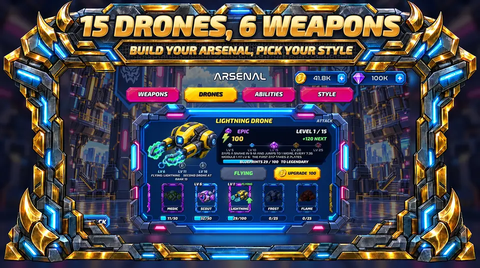 ONI Snakes: Armored Arena - 15 DRONES, 6 WEAPONS : BUILD YOUR ARSENAL, PICK YOUR STYLE