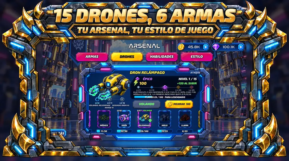 ONI Snakes: Serpiente Blindada - 15 DRONES, 6 ARMAS : TU ARSENAL, TU ESTILO DE JUEGO