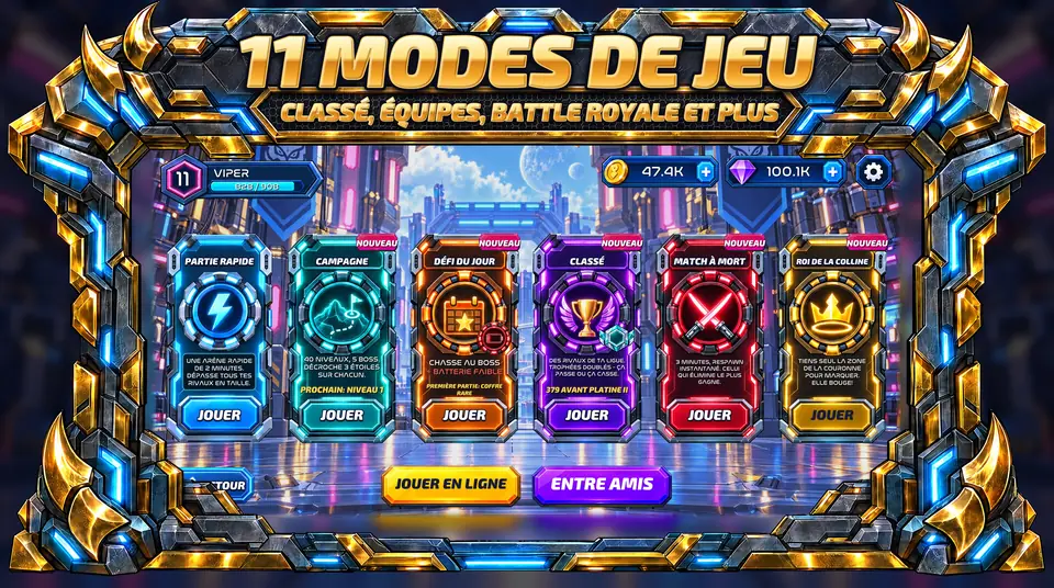ONI Snakes: Arène de serpents - 11 MODES DE JEU: CLASSÉ, ÉQUIPES, BATTLE ROYALE ET PLUS
