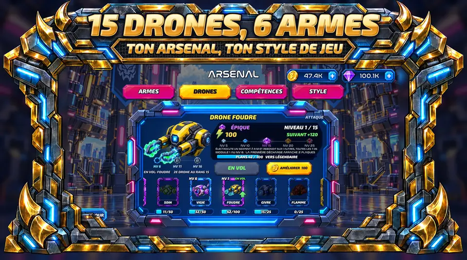 ONI Snakes: Arène de serpents - 15 DRONES, 6 ARMES : TON ARSENAL, TON STYLE DE JEU