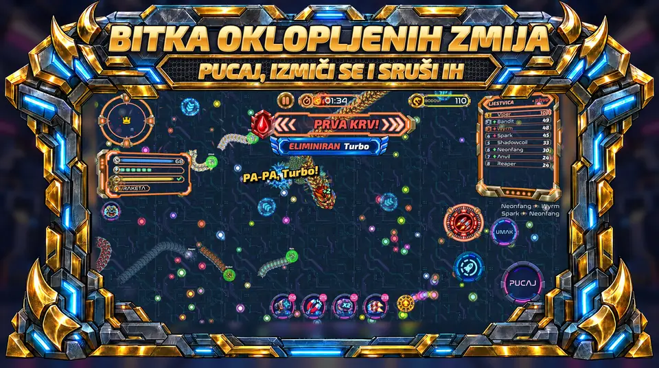 ONI Snakes: Arena zmija - BITKA OKLOPLJENIH ZMIJA: PUCAJ, IZMIČI SE I SRUŠI IH