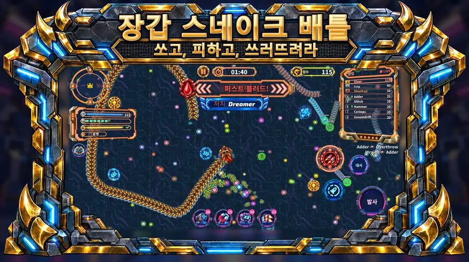ONI Snakes: 기갑 뱀 배틀 아레나 - 장갑 스네이크 배틀: 쏘고, 피하고, 쓰러뜨려라