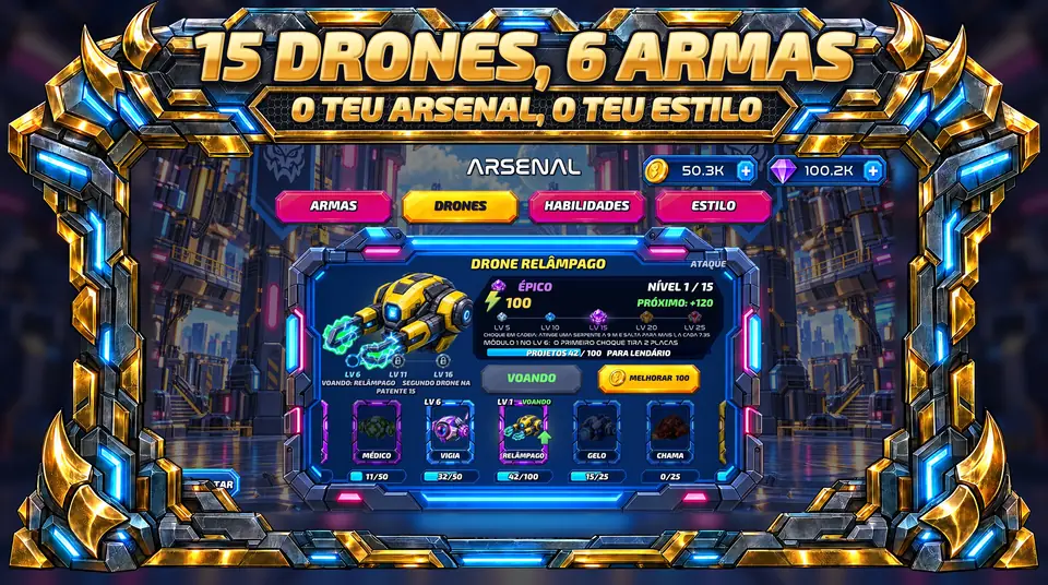 ONI Snakes: Cobras Blindadas - 15 DRONES, 6 ARMAS : O TEU ARSENAL, O TEU ESTILO