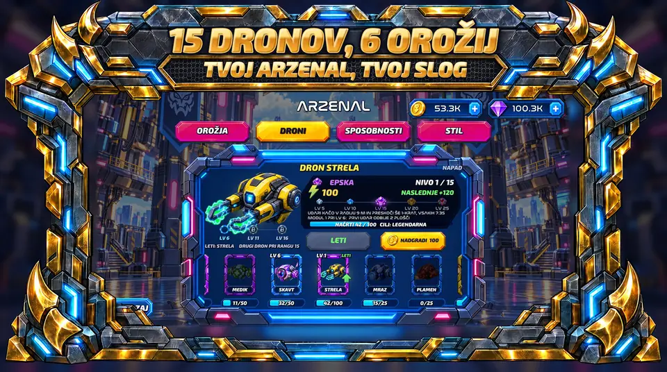 ONI Snakes: Arena oklepnih kač - 15 DRONOV, 6 OROŽIJ : TVOJ ARZENAL, TVOJ SLOG