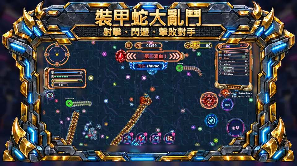 ONI Snakes: 裝甲貪食蛇競技場 - 裝甲蛇大亂鬥: 射擊、閃避、擊敗對手