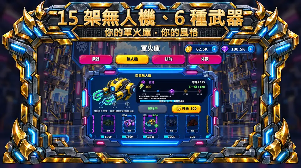 ONI Snakes: 裝甲貪食蛇競技場 - 15 架無人機、6 種武器 : 你的軍火庫,你的風格
